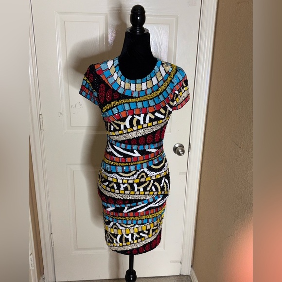 Alice + Olivia Multi Color Sequins Beaded Sz 0 Dress $895 Tracy Bendit NWT​ - Picture 5 of 8